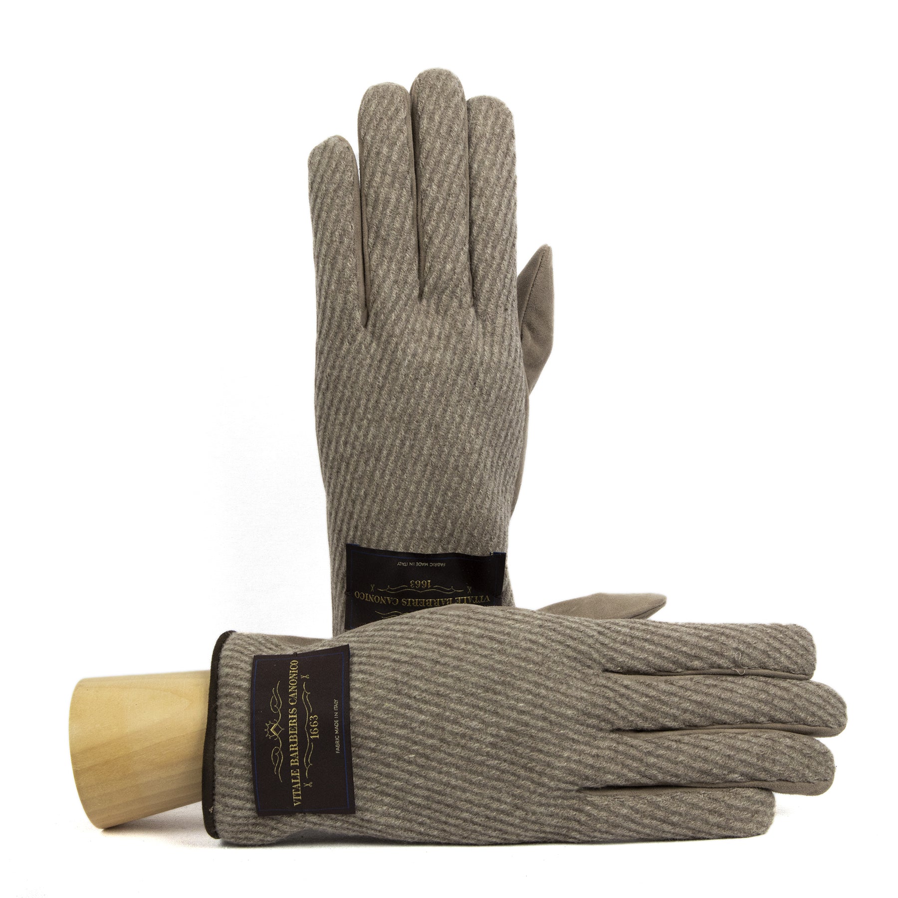 Men's suede leather gloves with Vitale Barberis Canonico wool top