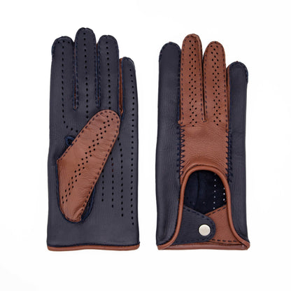 Bespoke Pulcinella: handcrafted bicolor deerskin gloves