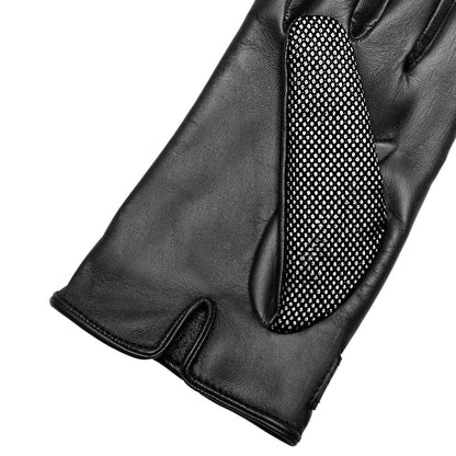 Men's nappa leather and Holland&Sherry wool gloves with strap and cashmere lined