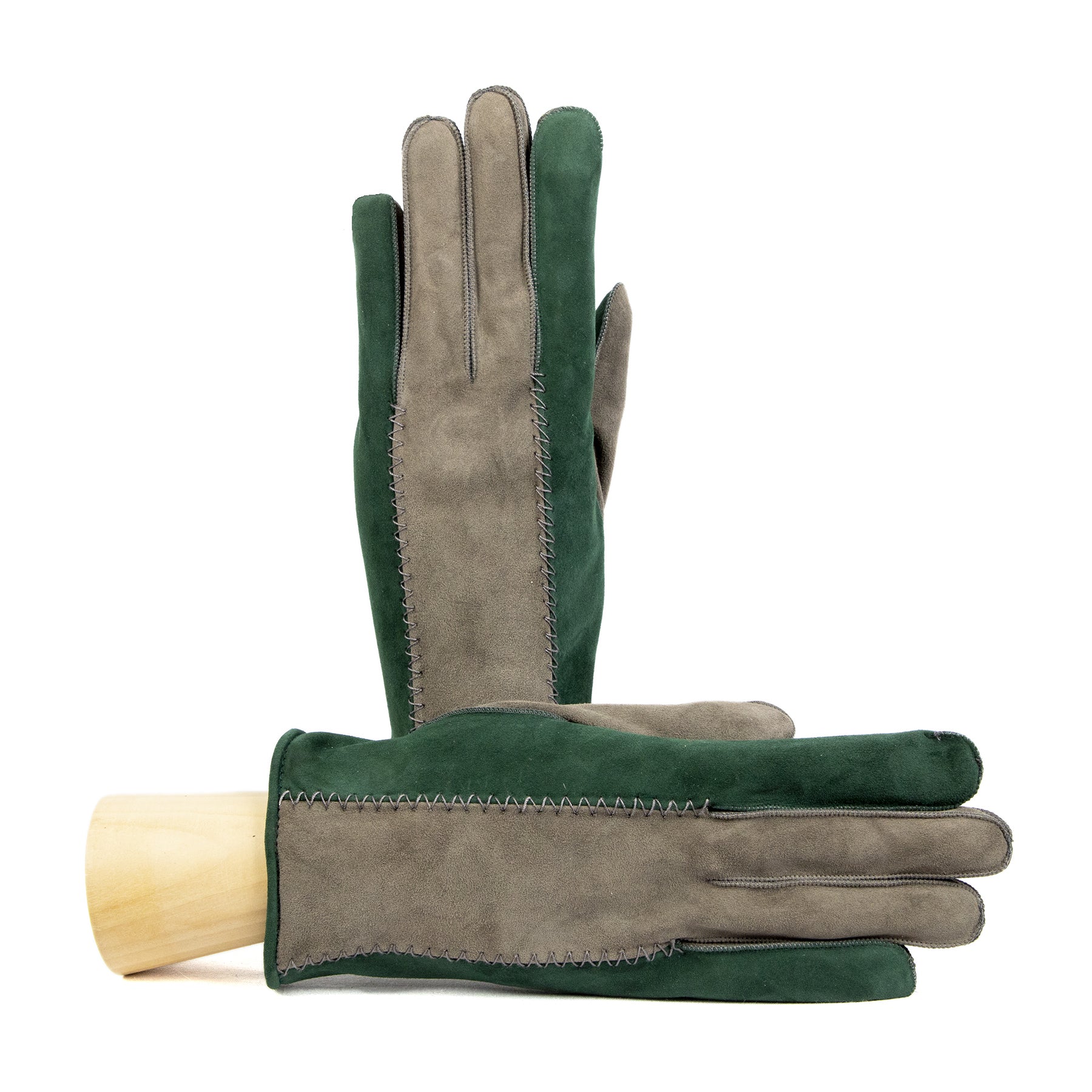 TRABUCCO -  Men's bicolor suede leathter gloves, mix cashmere lined