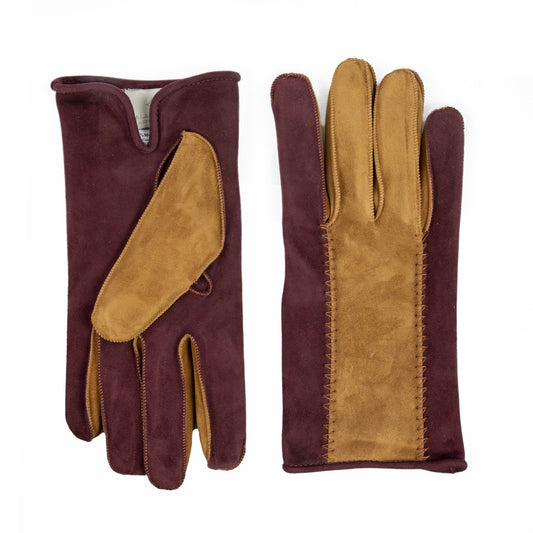 TRABUCCO -  Men's bicolor suede leathter gloves, mix cashmere lined