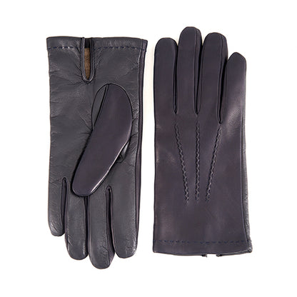Men's blue nappa leather gloves and touchscreen palm
