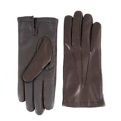 Men's brown nappa leather gloves and touchscreen palm