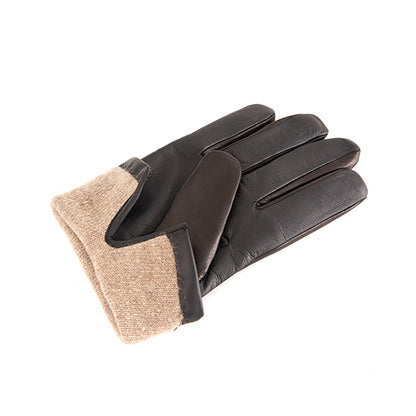 Men's black nappa leather gloves and touchscreen palm