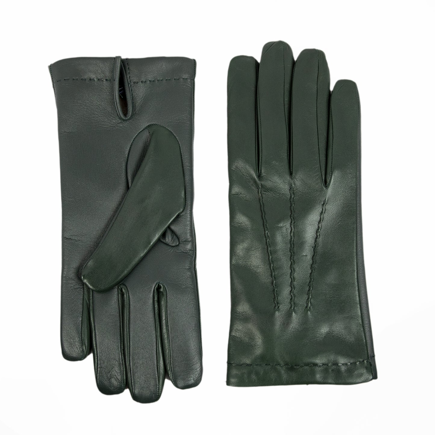 Men's bottle green  nappa leather gloves and touchscreen palm