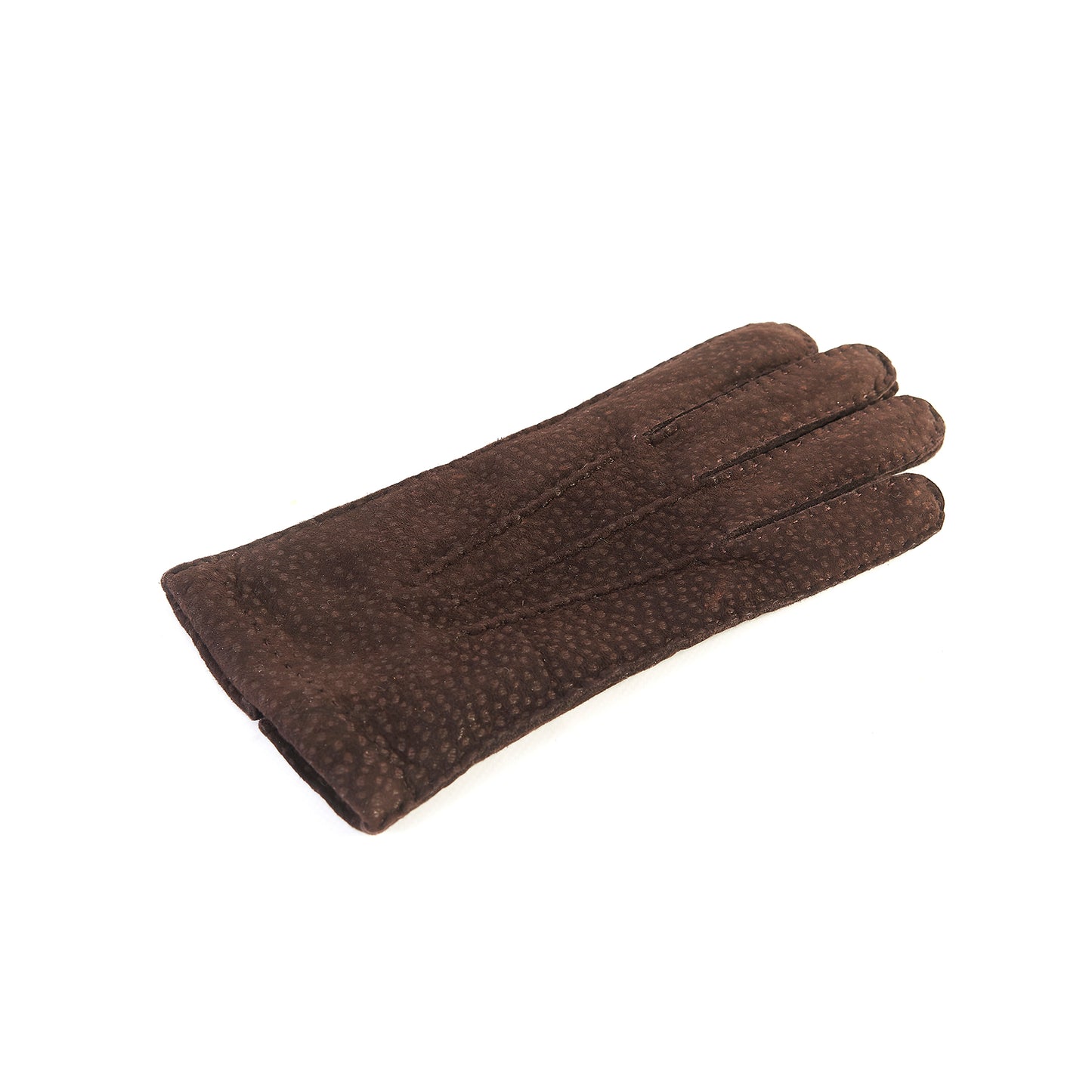 Men's hand-stitched brown carpincho gloves cashmere lined