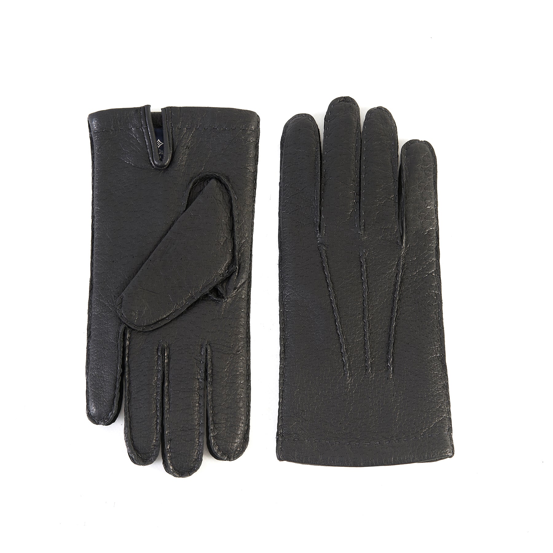 Men's black peccary leather gloves cashmere lined
