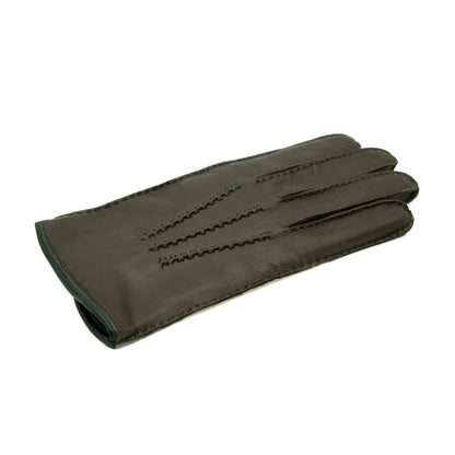 Men's fully hand-stitched mud nappa leather gloves and cashmere lining