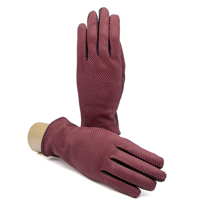 Men's bordeaux printed and touchscreen nappa leather gloves and cashmere lining
