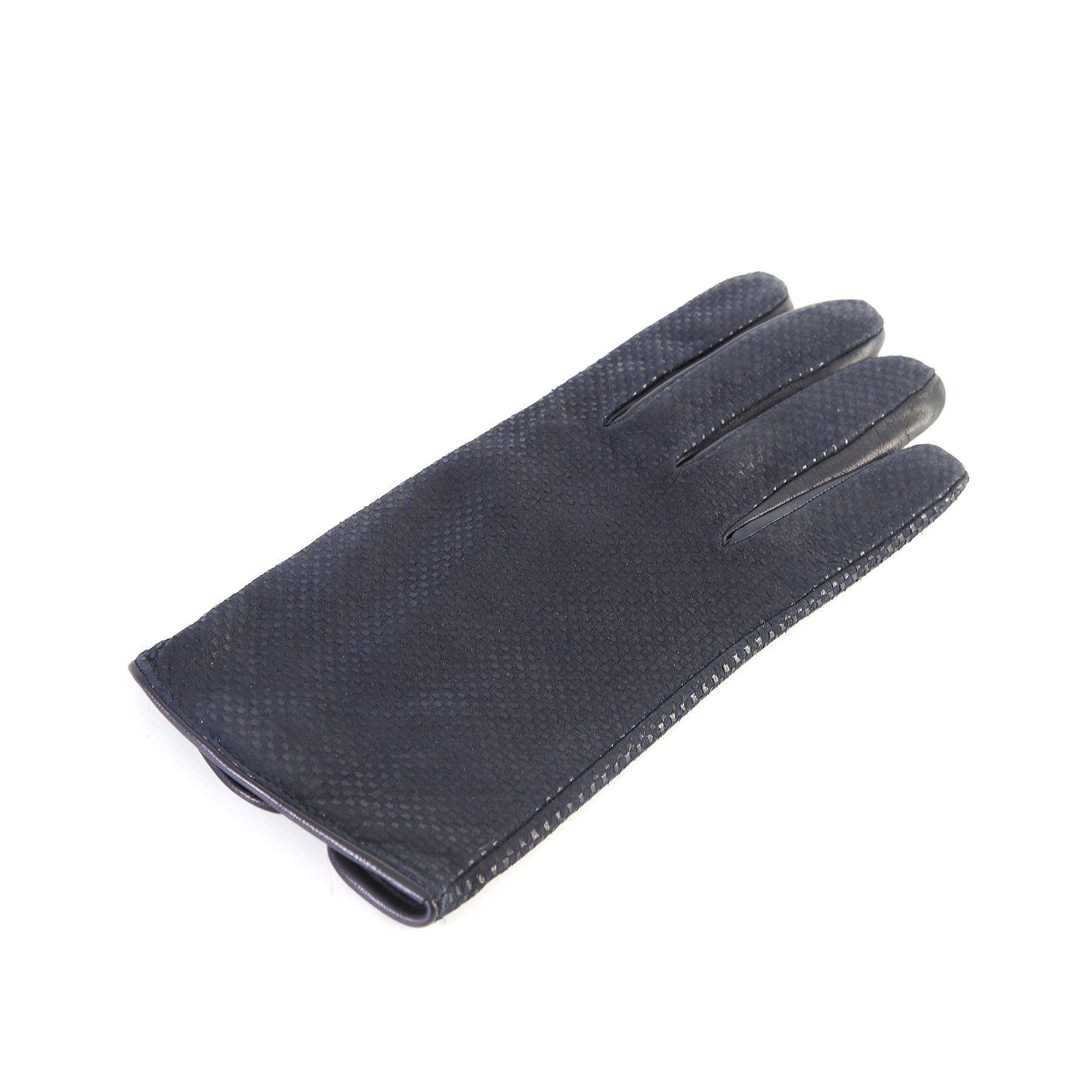 Men's blue printed nappa leather gloves and cashmere lining