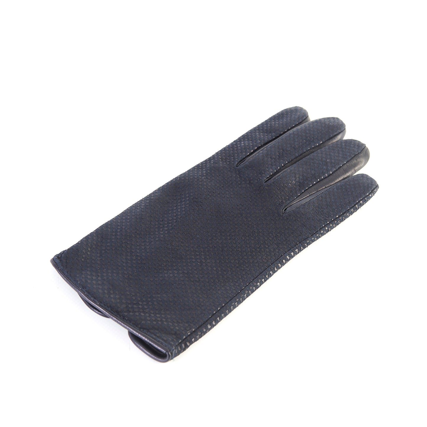 Men's blue printed nappa leather gloves and cashmere lining