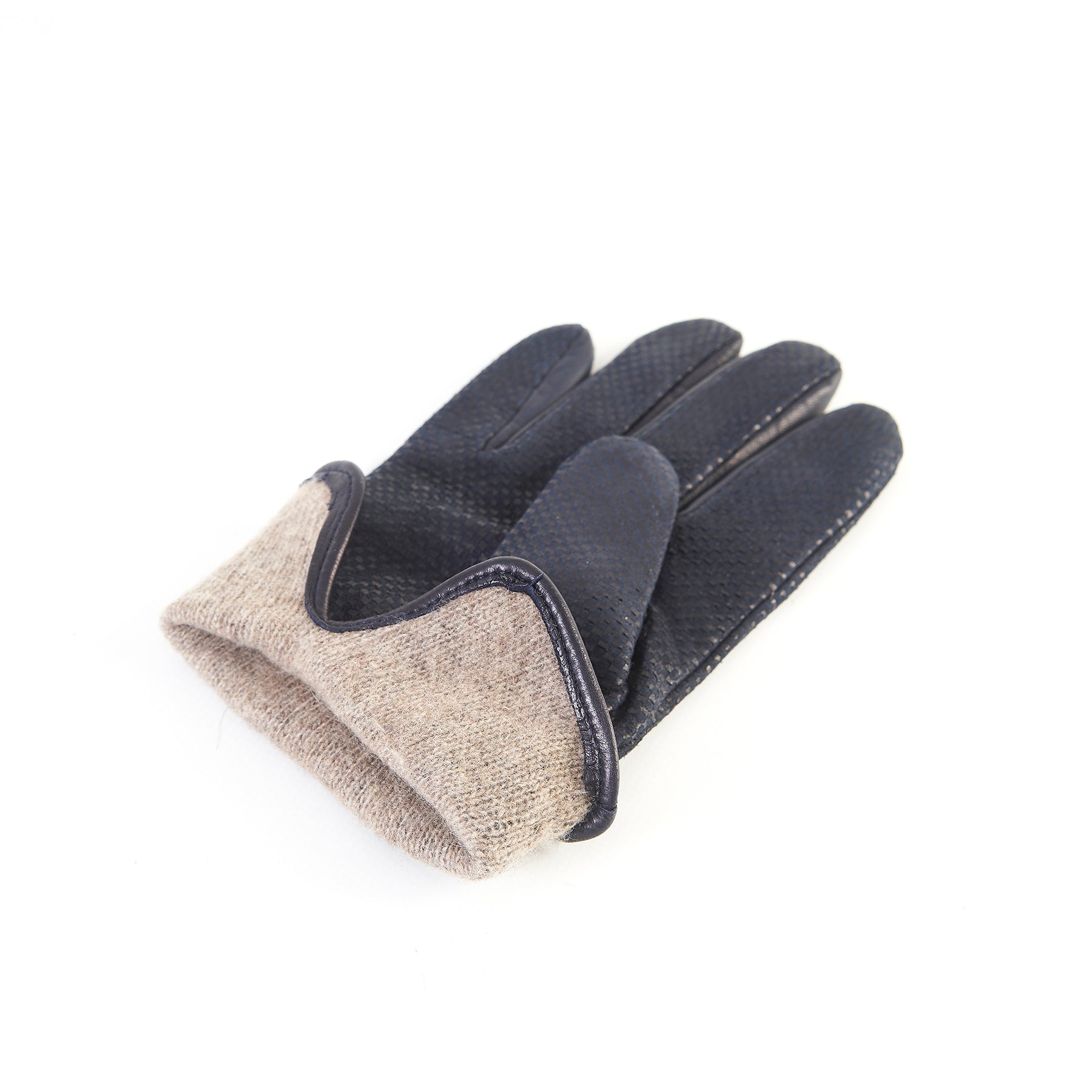 Men's blue printed nappa leather gloves and cashmere lining