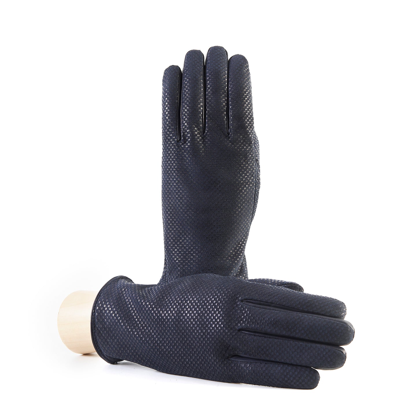 Men's blue printed nappa leather gloves and cashmere lining