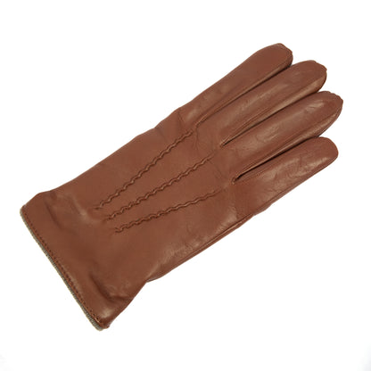 Men's cognac nappa leather gloves and cashmere lining