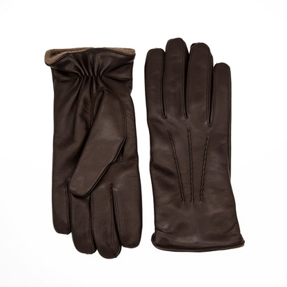 Men's brown nappa leather gloves and cashmere lining