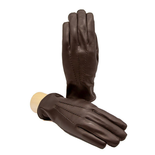 Men's brown nappa leather gloves and cashmere lining