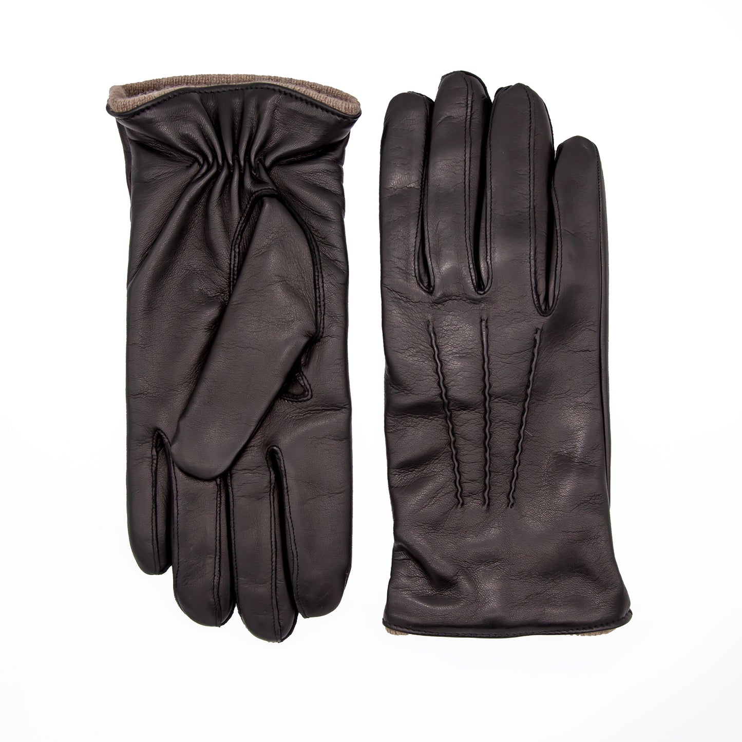 Men's black nappa leather gloves and cashmere lining